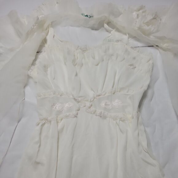 CAPRI Originals Robe Slip Set Womens Small Dress Cream Sleeveless Lace Butterfly - Picture 4 of 13